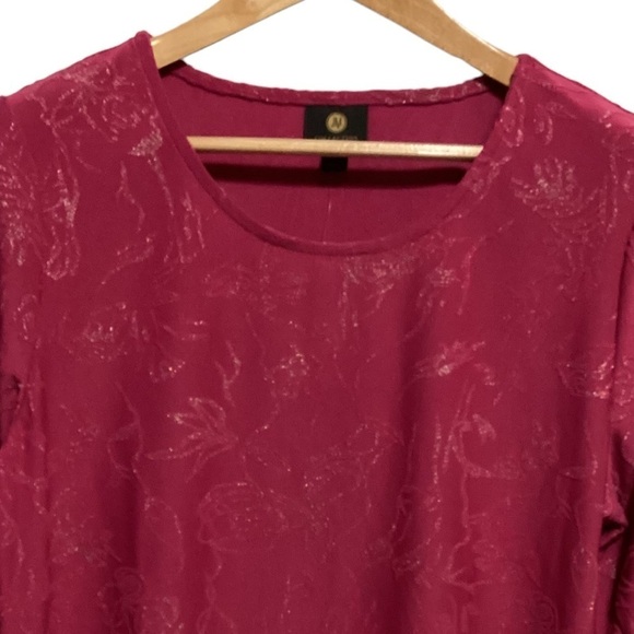 Jm Collection Womens Pink Textured Glitter Floral XL petite - Picture 3 of 8